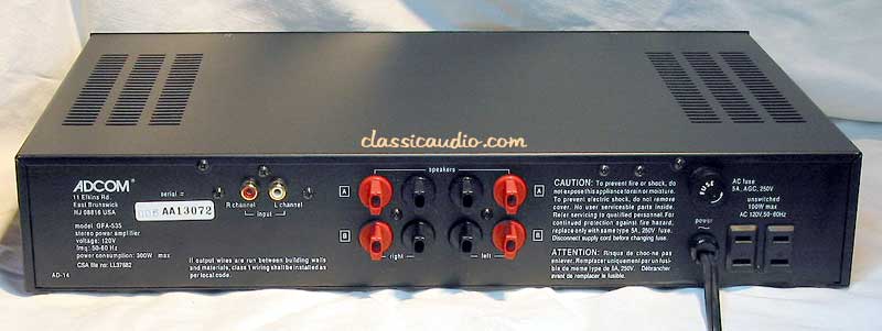 classicaudio.com..... For Sale..... Adcom GFA-535